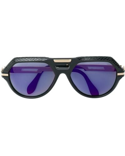 Cazal Oversized-Sonnenbrille mit Lederdetail - Schwarz