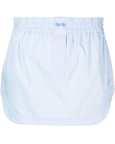 The Attico Side-split Cotton Miniskirt - Blue
