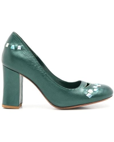 Sarah Chofakian Scarpin Moulins 70mm Leather Court Shoes - Green