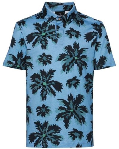 PS by Paul Smith Floral-print Polo Shirt - Blue