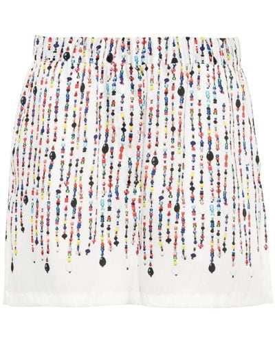 MSGM Shorts con cuentas estampadas - Blanco