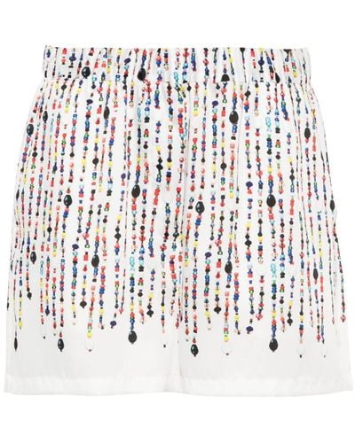 MSGM Short à perles imprimées - Blanc