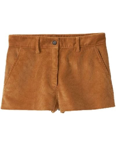 Miu Miu Corduroy Cotton Shorts - Brown