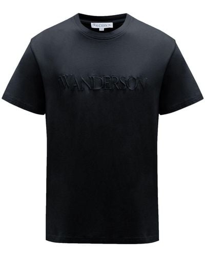 JW Anderson Embroidered-Logo Cotton T-Shirt - Black