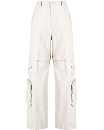 Izzue High-waisted Cotton Cargo Trousers - Natural