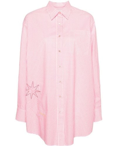 Forte Forte Gingham-print Cotton Shirt - Pink