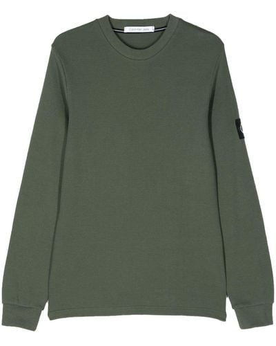 Calvin Klein Slim Waffle Sweater - Green