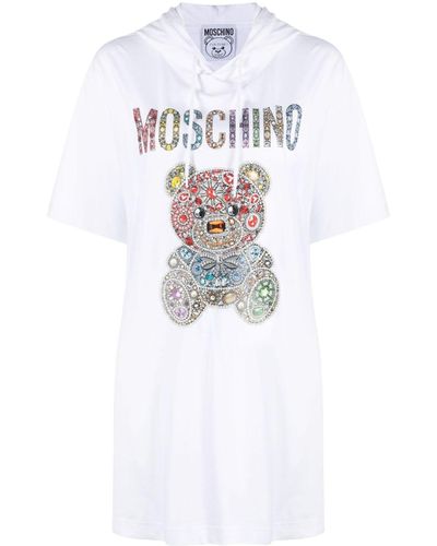 Moschino Sweaterjurk Met Logoprint - Wit