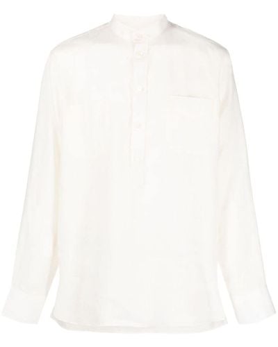 PT Torino Long-sleeve Linen Shirt - White