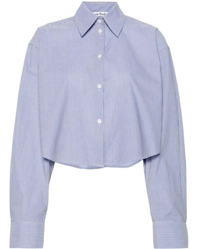 Acne Studios Striped Cropped Cotton Shirt - Blue