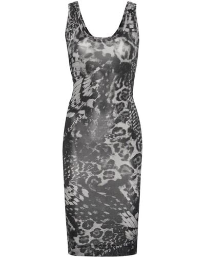 Versace `Organzino` Animalier Print Mini Dress - Black
