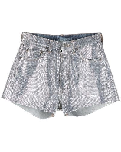 Maison Margiela Rhinestone-embellished Cotton Shorts - Grey
