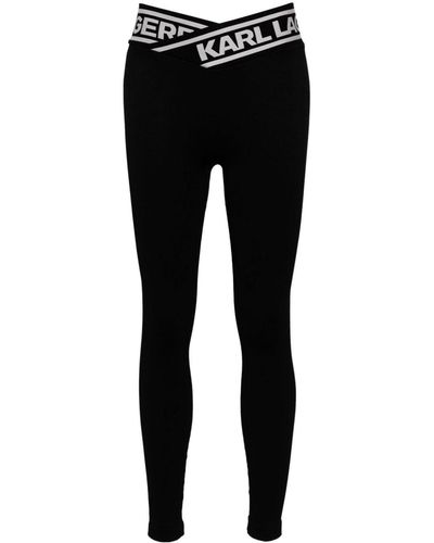 Karl Lagerfeld Legging Met Logoband - Zwart