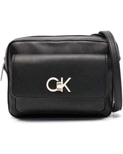 Calvin Klein レザー ショルダーバッグ - ブラック
