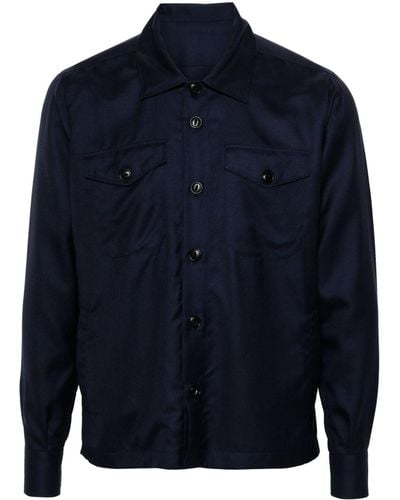 Eleventy Cashmere-blend Shirt Jacket - Blue