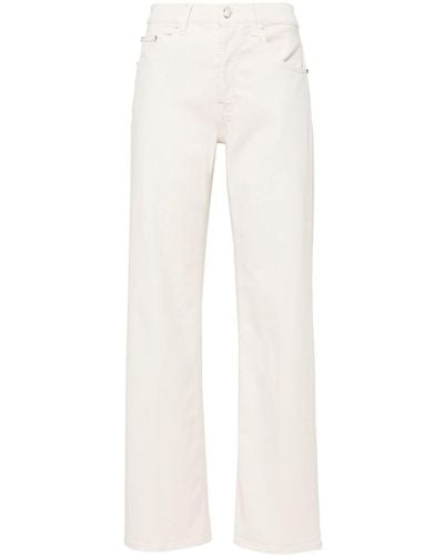 Dondup Straight-Leg-Jeans mit Logo-Schild - Weiß