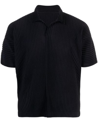 Homme Plissé Issey Miyake Plissé-effect Short-sleeve Polo Shirt - Black
