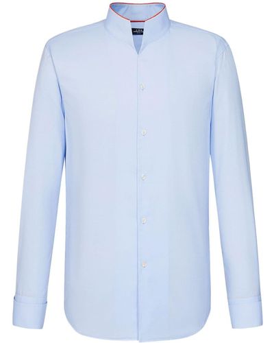 Shanghai Tang Contrast-collar Cotton Shirt - Blue