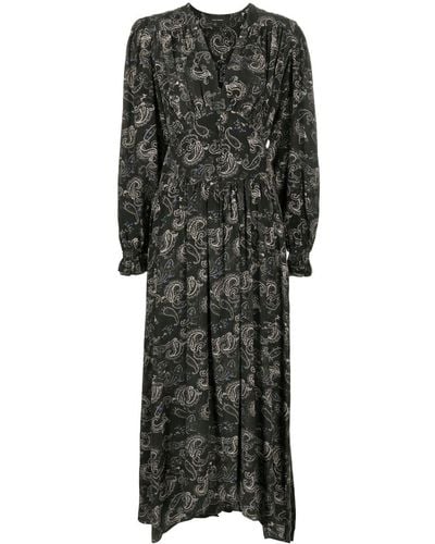 Isabel Marant Myrala Paisley-print Midi-length Dress - Black