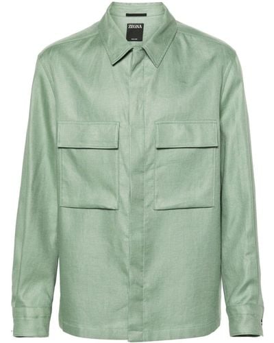 Zegna Camisa con bolsillos en el pecho - Verde