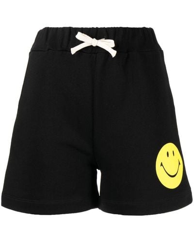 Joshua Sanders Smiley-face Print Cotton Shorts - Black