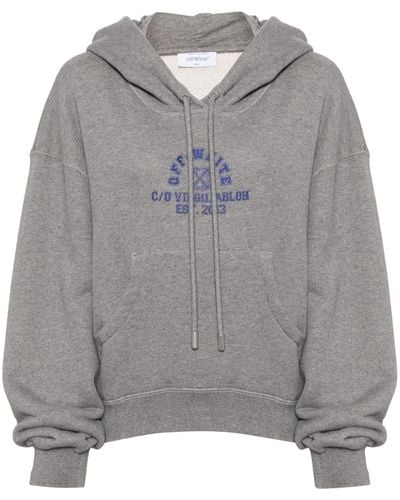 Off-White c/o Virgil Abloh Logo-print cotton hoodie - Grau