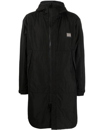 Dolce & Gabbana Abrigo con capucha y placa del logo - Negro