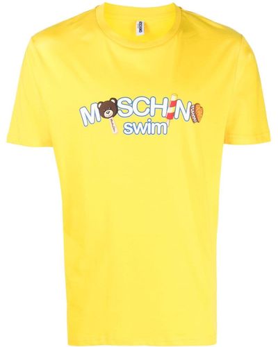 Moschino Katoenen T-shirt Met Logoprint - Geel