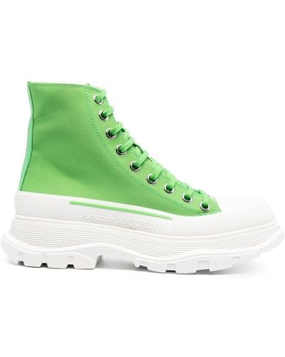 Alexander McQueen High-top Lace-up Sneakers - Green