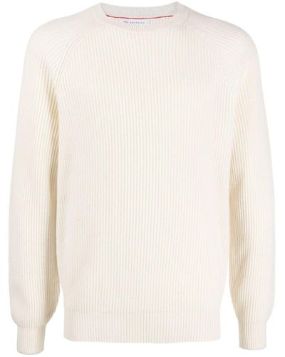Brunello Cucinelli Ribbed-knit Cashmere Jumper - White
