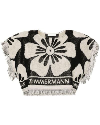 Zimmermann Halliday Cotton Crop Top - Black