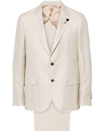 Lardini Pinstriped Lightweight-wool Suit - White