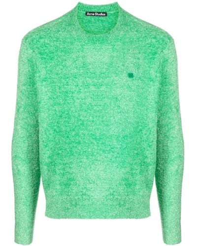 Acne Studios Meliertes Sweatshirt mit Logo-Applikation - Grün