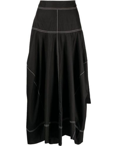 Lee Mathews Soho Contrast-stitching Cotton Skirt - Black
