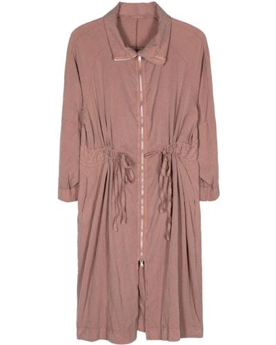 Transit Zip-up Crinkled Trench Coat - Pink