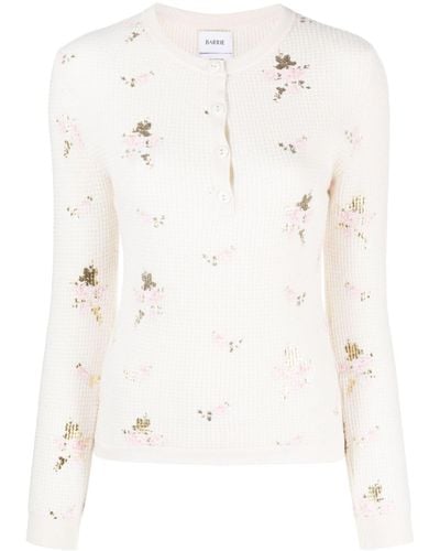 Barrie Floral-print Waffle-knit Jumper - White