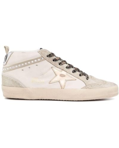 Golden Goose Mid Star Crystal-detailed Sneakers - Natural