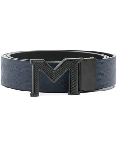Montblanc Logo-buckle Leather Belt - Black