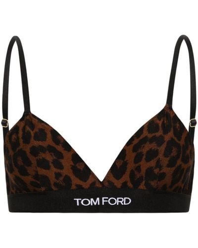 Tom Ford Leopard-print Triangle Bralette - Black