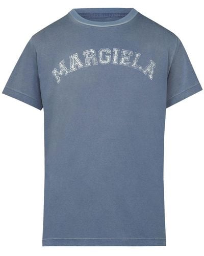 Maison Margiela T-Shirt mit Logo-Print - Blau