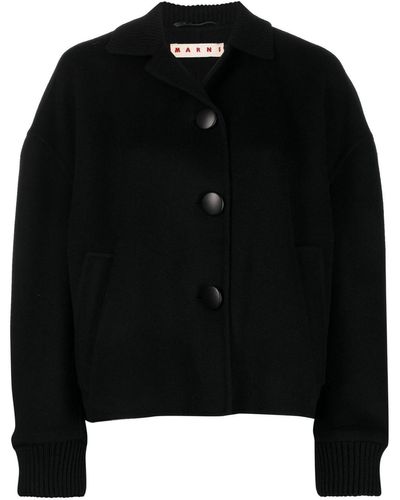 Marni Virgin Wool-cashmere Cropped Jacket - Black