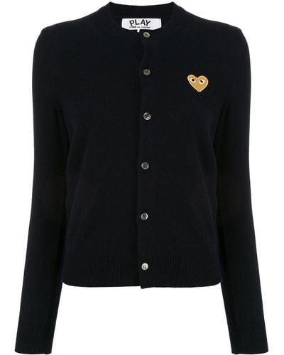 COMME DES GARÇONS PLAY Embroidered Heart Patch Cardigan - Blue