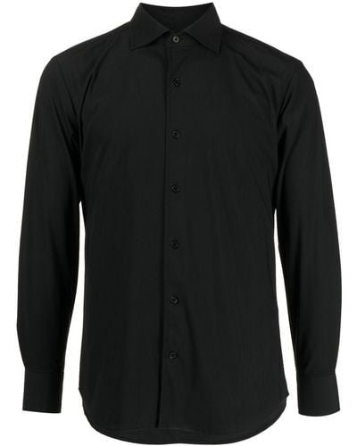 MAN ON THE BOON. Button-front Long-sleeved Shirt - Black