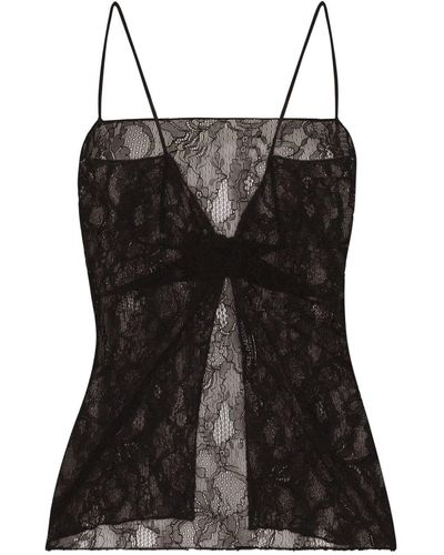 Dolce & Gabbana Lace-detail Open-back Top - Black