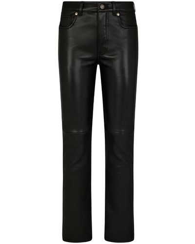 Tom Ford Low Waist Leren Broek Met Toelopende Pijpen - Zwart