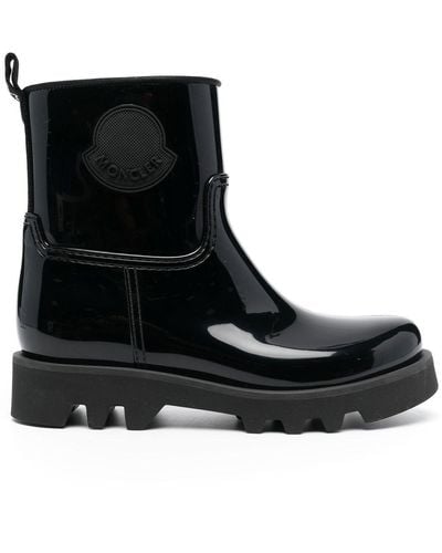 Moncler Ginette Logo-appliquéd Glossed-rubber Rain Boots - Black