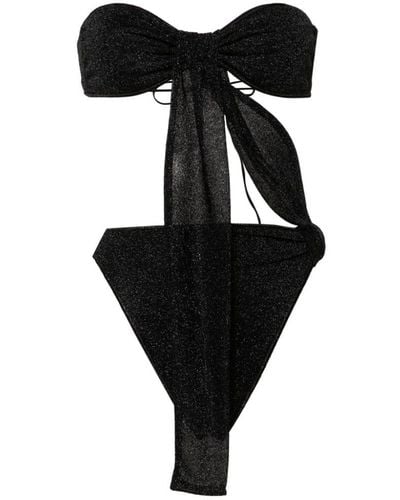 Oséree Cut-out Detail Lurex Swimsuit - Black