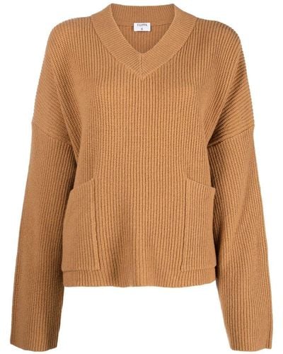 Filippa K V-neck Ribbed Sweater - Brown