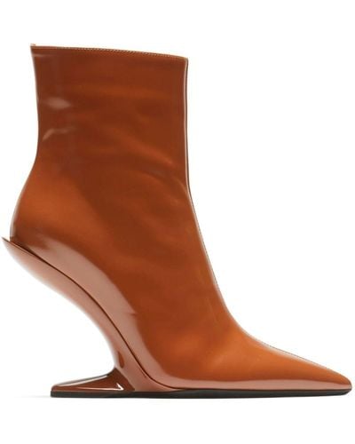 N°21 Patent-finish Leather Ankle Boots - Brown