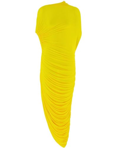 Ferragamo Asymmetric Draped Midi-dress - Yellow